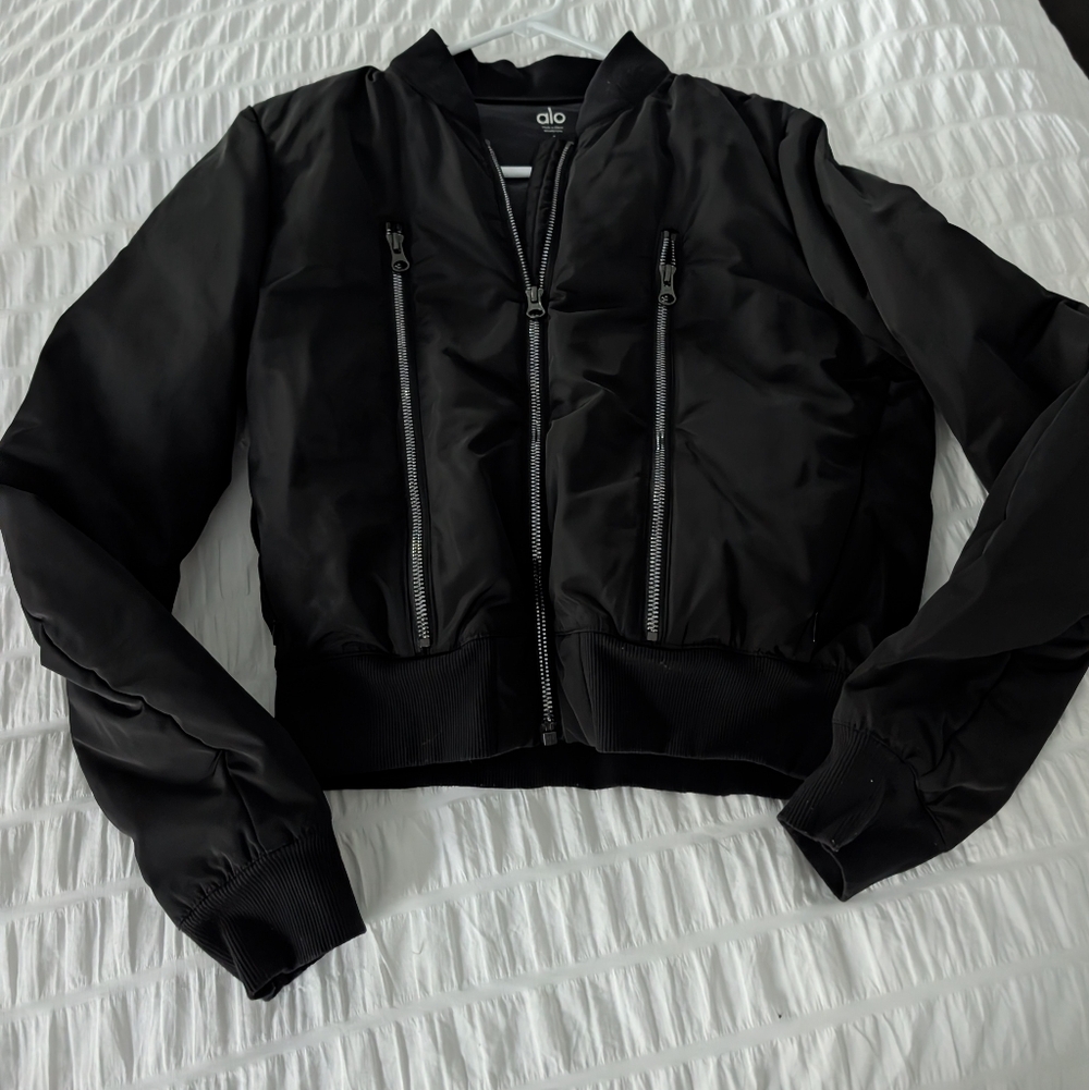 Alo Bomber Jacket Mock Zip Zippers